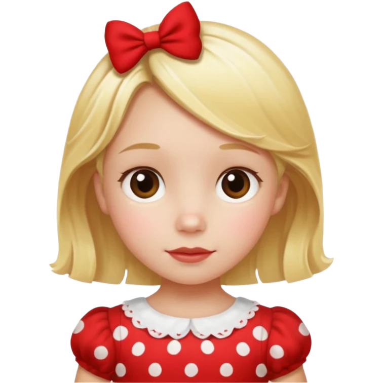Little girl in red dress with white polka dots emoji