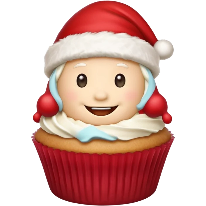 cupcake with a smile and a santa hat emoji