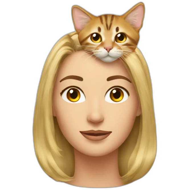 tabby cat on blonde woman's head emoji