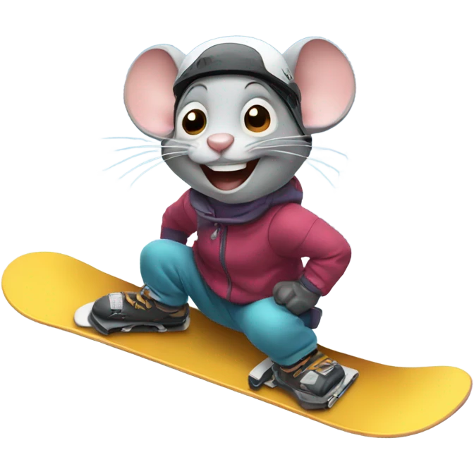 Mouse snowboarding and smiling  emoji