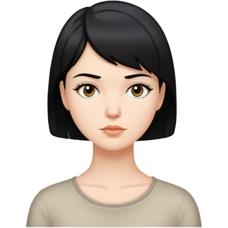 white girl with short black hair, neutral expression emoji