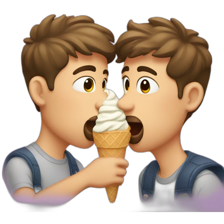 2 gays kissing and eating ice cream emoji
