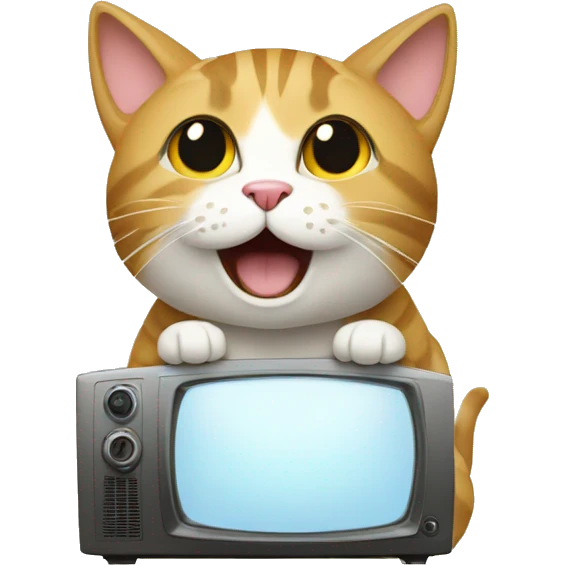 Gato feliz viendo tv emoji