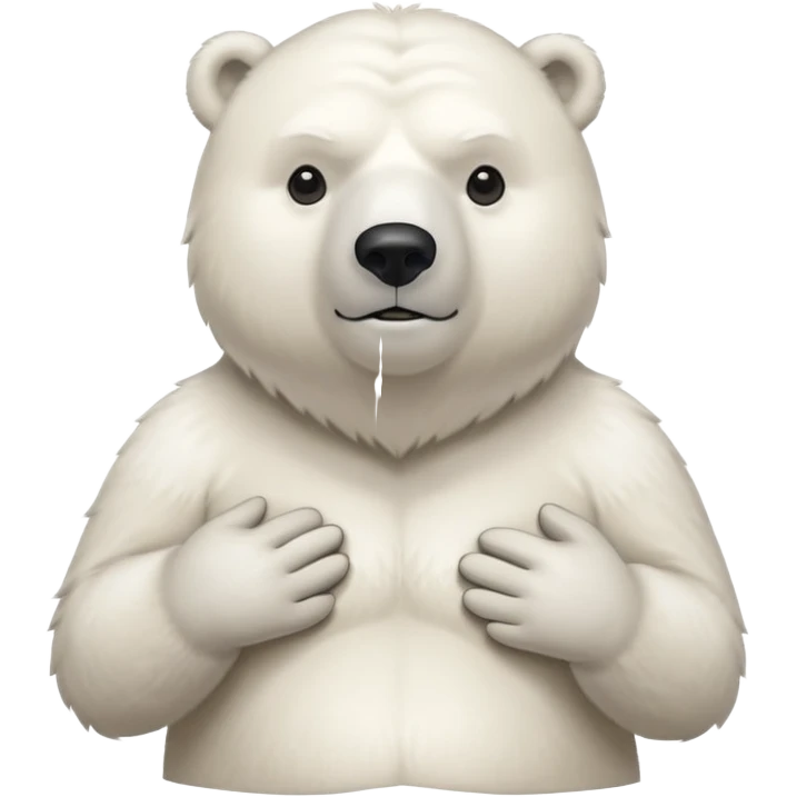 Make a humanoid polar bear shrugging, he must look doubtful, showing only from chest above, no legs emoji