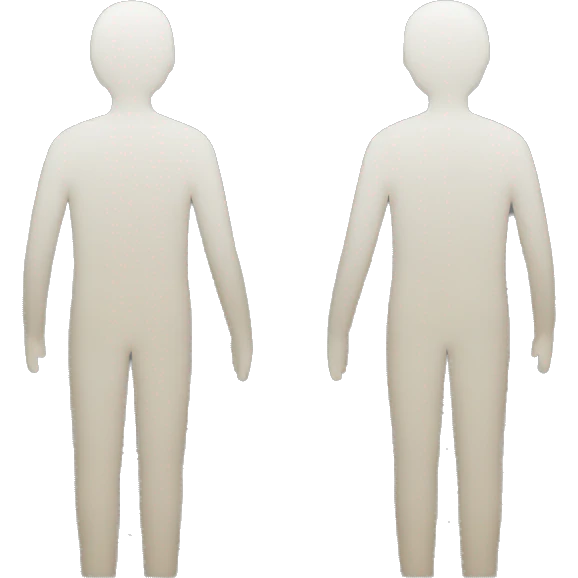 two people standing, their back sides touch each other, looking opposite ways emoji