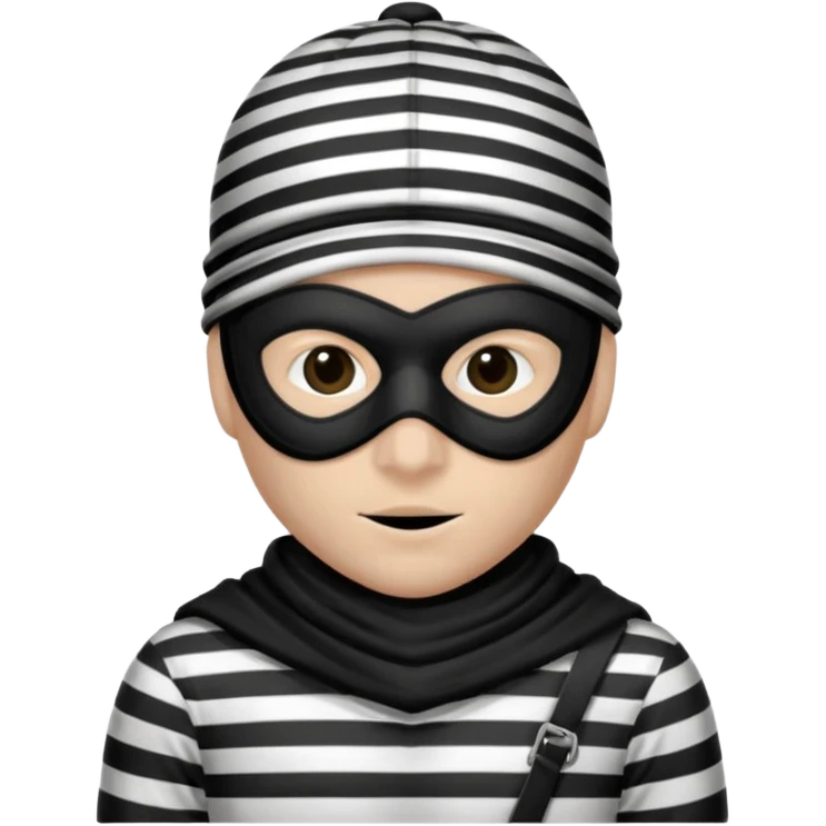 burglar with mask and black white clothes emoji