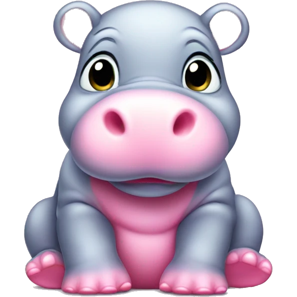 baby hippo with pink hai emoji