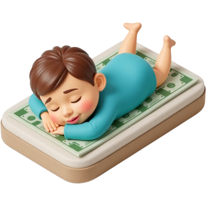 happy person napping on mattress of money emoji