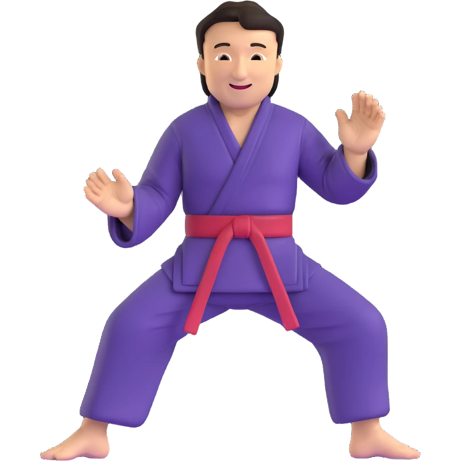 Jackie Chan with his signature smile, martial arts master pose emoji