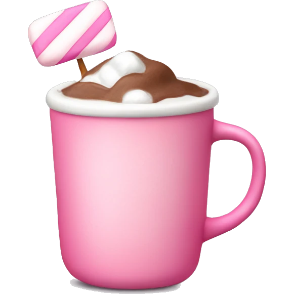 Cup of hot chocolate with marshmallows and pink colors emoji