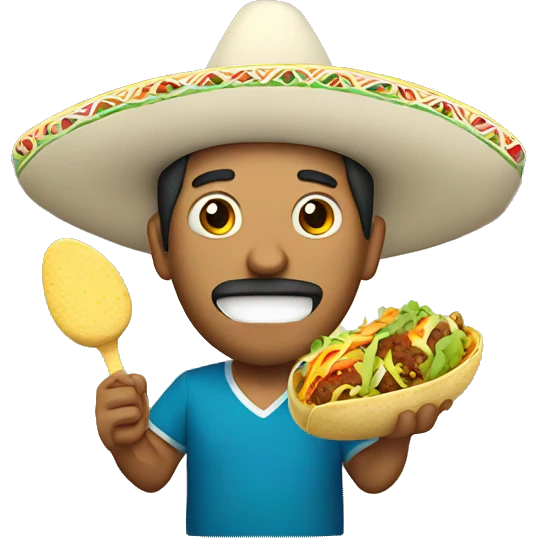 mexican man eating tacos holding a maraca  emoji