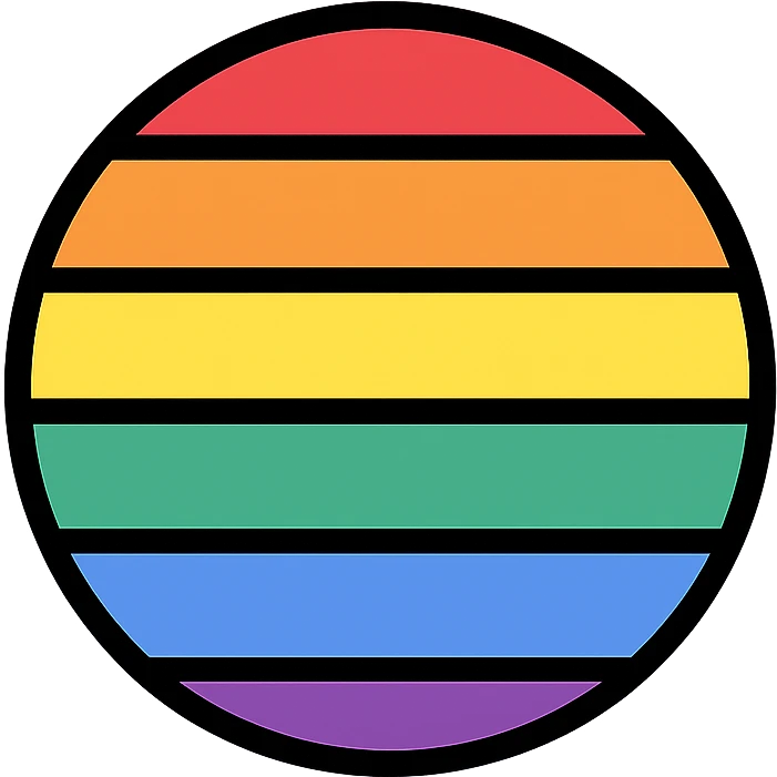 homosexual pride flag as a circular badge, no text emoji