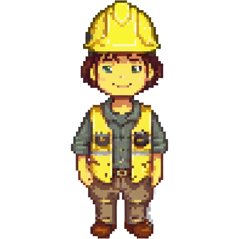 engineer with yellow safety helmet, friendly expression emoji