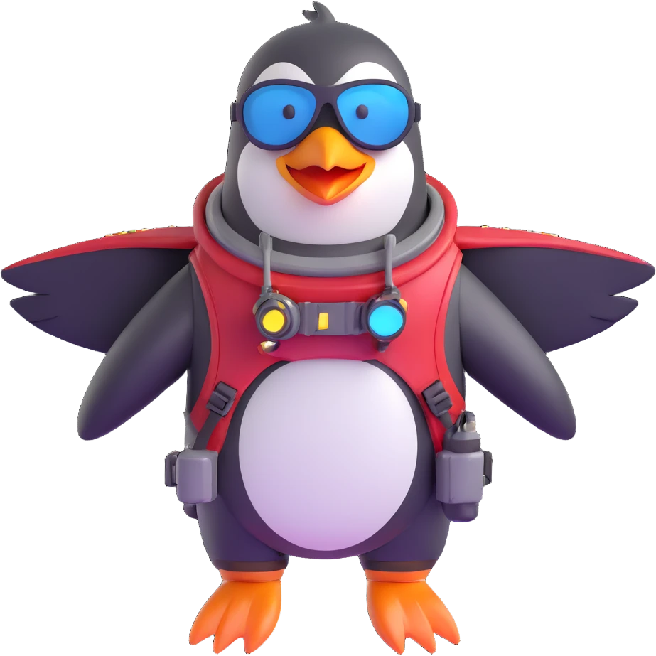 penguin with a jetpack and sunglasses emoji
