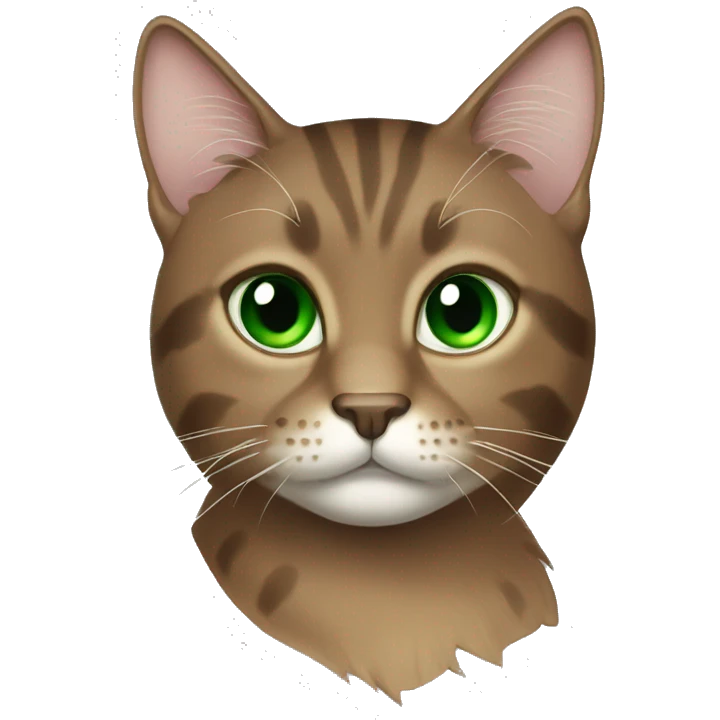 Brown Maine coin cat green eyes emoji
