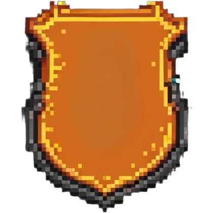 HTML5 shield logo with 8-bit style pixel aesthetic and bright orange color emoji