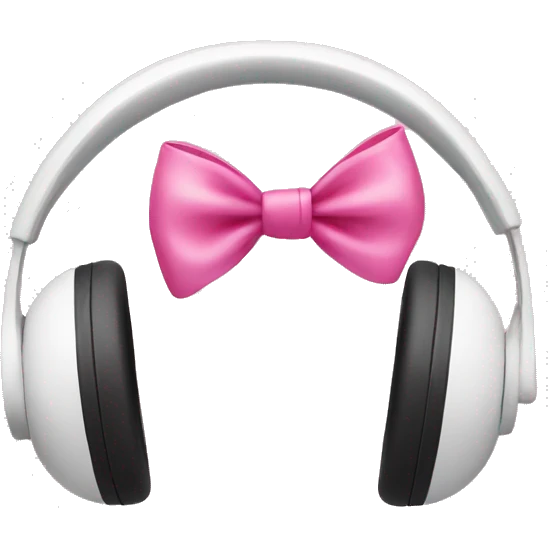 White headphones with a pink bow on the side emoji