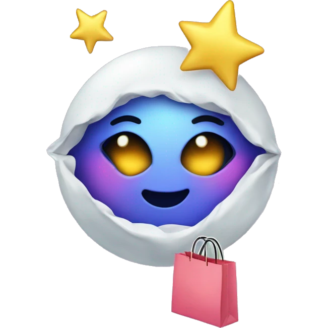 Moon with bows, shopping bags and makeup emoji