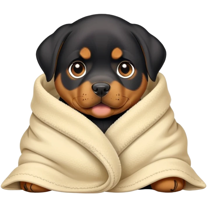 Rottweiler puppy wrapped in blanket emoji