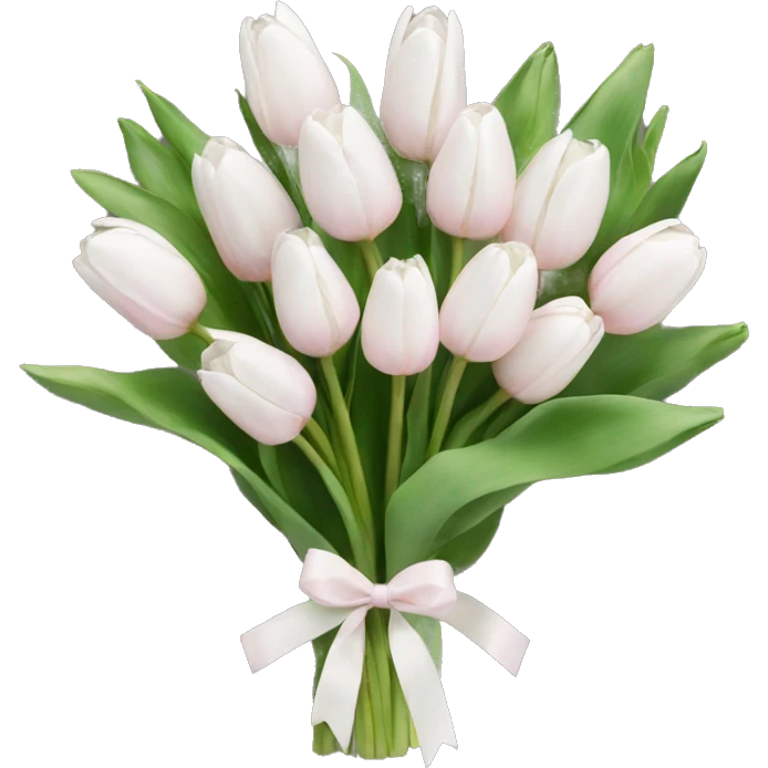 White tulips bouquet with light pink bow  emoji