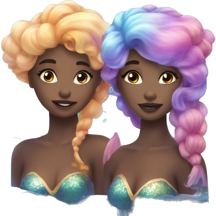 two mermaids, colorful, shimmer, beautiful, aesthetic emoji
