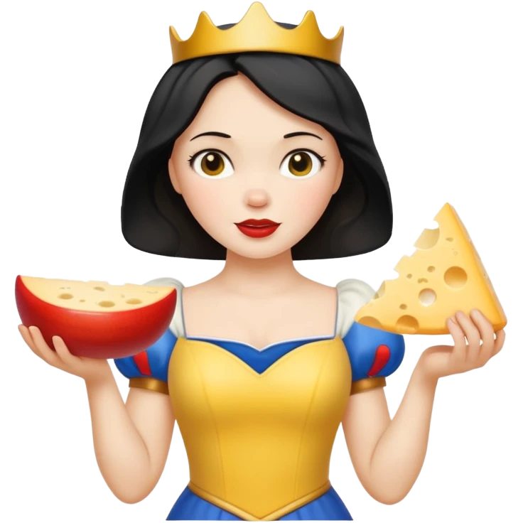  Snow White holding wedge of cheese emoji
