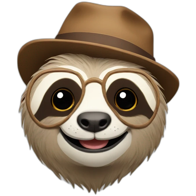 Happy hipster sloth emoji