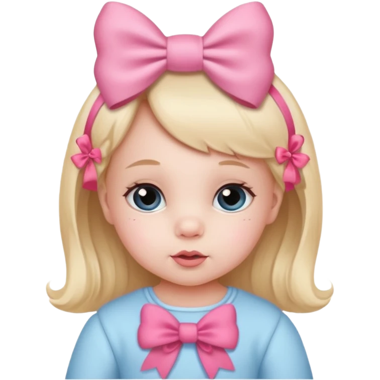 baby girl on a paper background with valentines day decor emoji