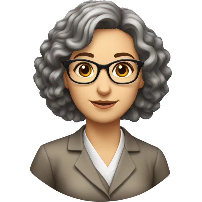 professora caucasiana, com cabelo castanho claro, até aos ombros e uns óculos tranparentes emoji