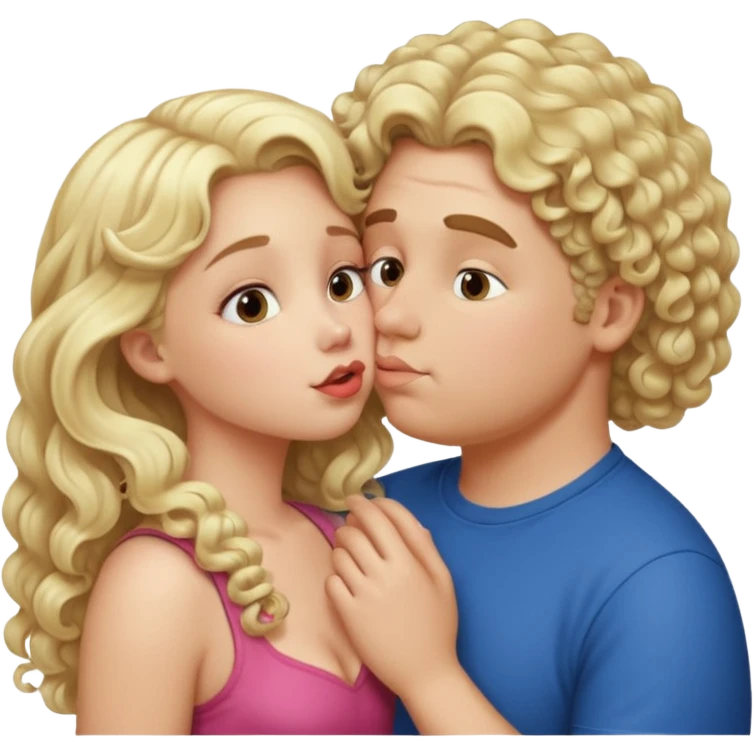 small white blonde girl kissing obese curly hair blonde white man emoji
