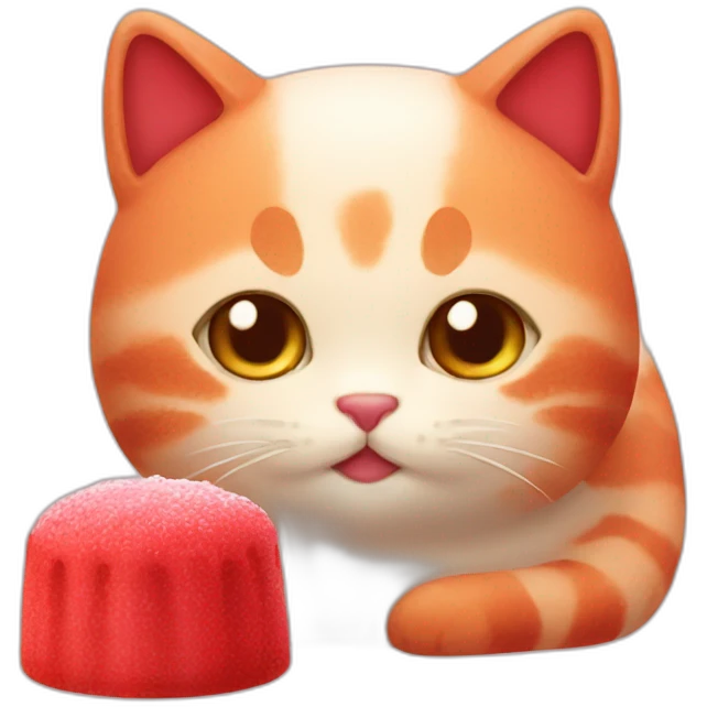 red cake mochi cat emoji