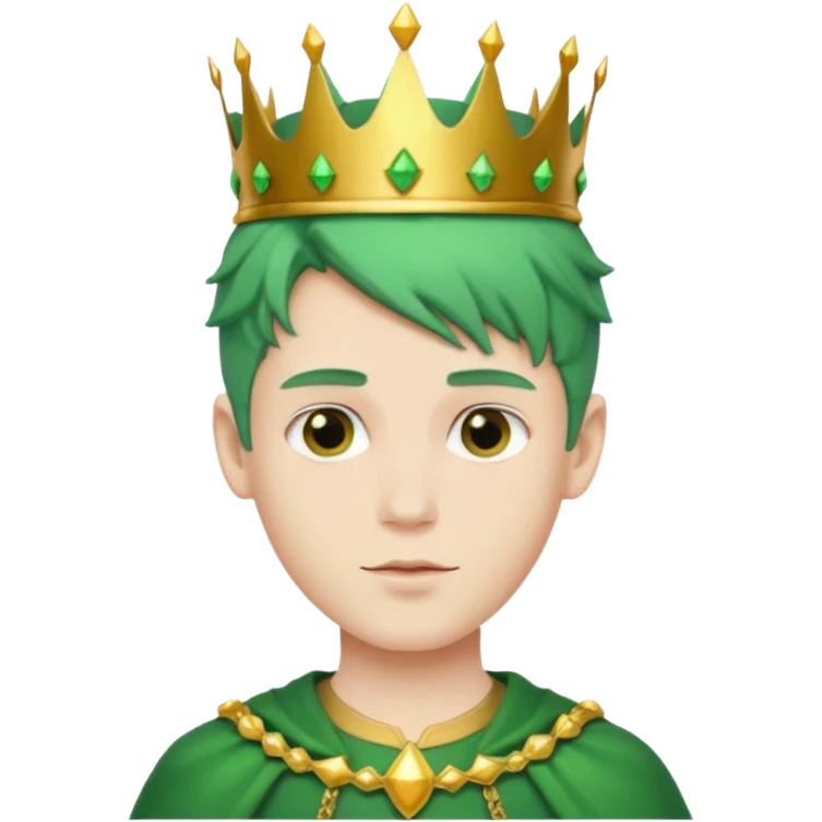 royal prince with green hair with crown emoji