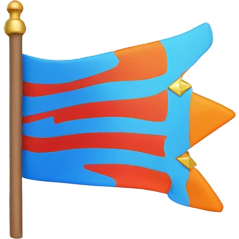 emoji flag blue with orange diamond and arrows red emoji