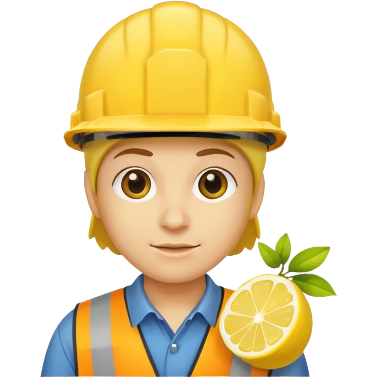 a hardhat with a lemon picture on it emoji