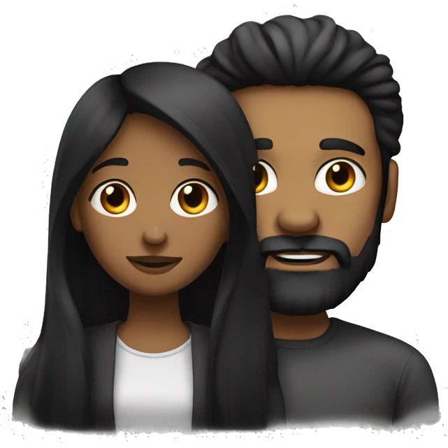 Black long hair girl with a man with black beard and a bit darker  emoji