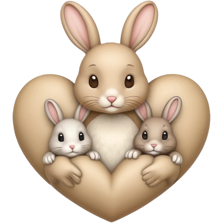 beige heart with rabbits emoji