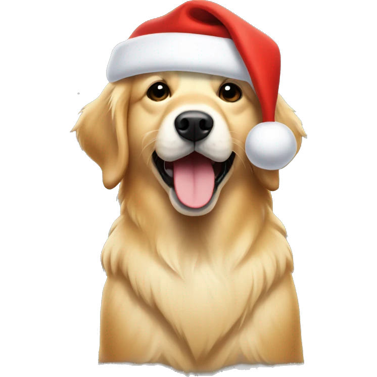 Light golden retriever with santa hat emoji