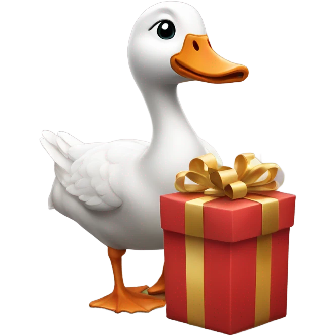 Goose opening massive Christmas gift emoji