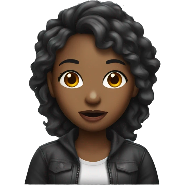 Black girl with tongue out emoji