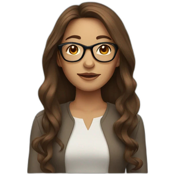 woman with long brown hair, with glasses emoji