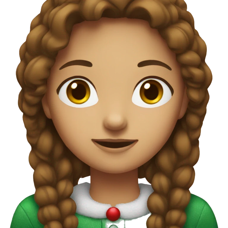 girl with brown hair wearing christmas clothes emoji