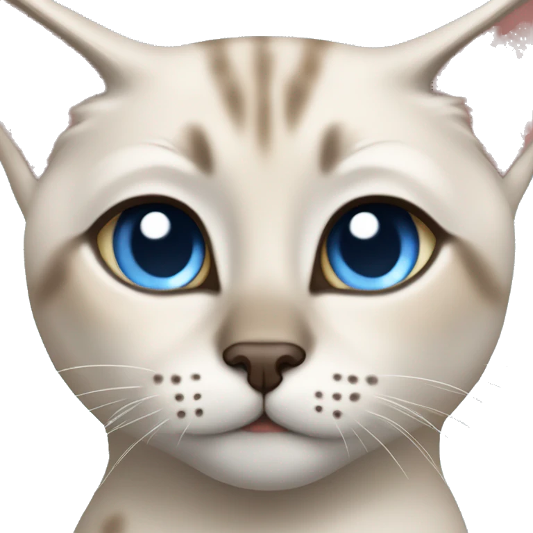 Lynx Point Siamese Cat with light blue eyes and hearts emoji