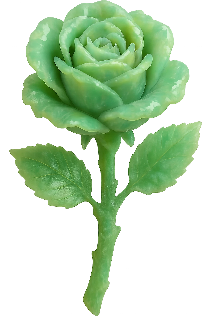 green Opal crystal rose flower, remove background emoji