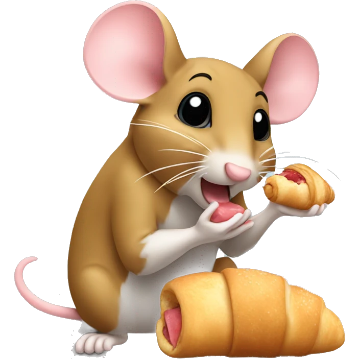 Mouse eating a croissant emoji