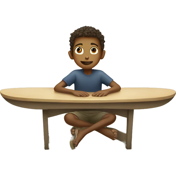 A boy in a table of surf  emoji