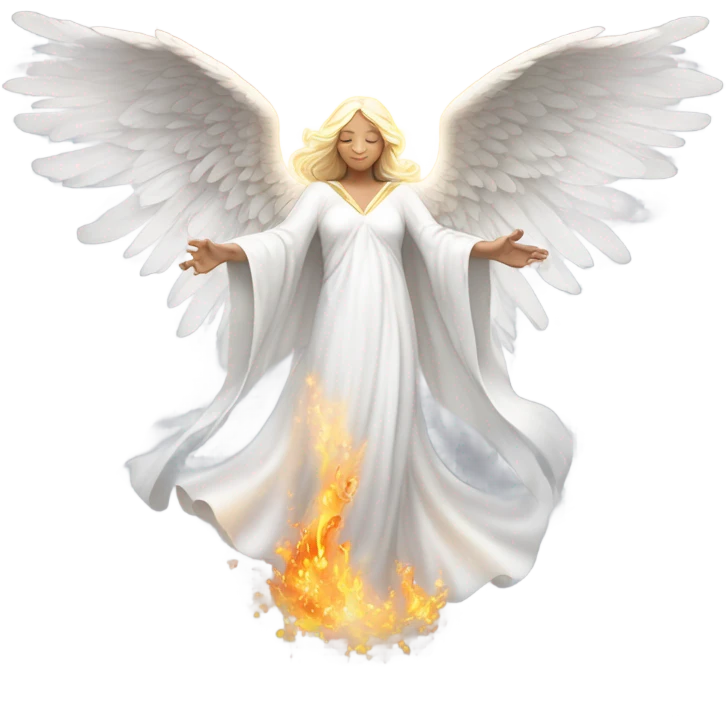 white angel, surrounded by fire
 emoji