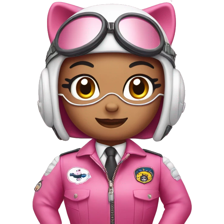 Hello Kitty as a pilot on a pink plane emoji