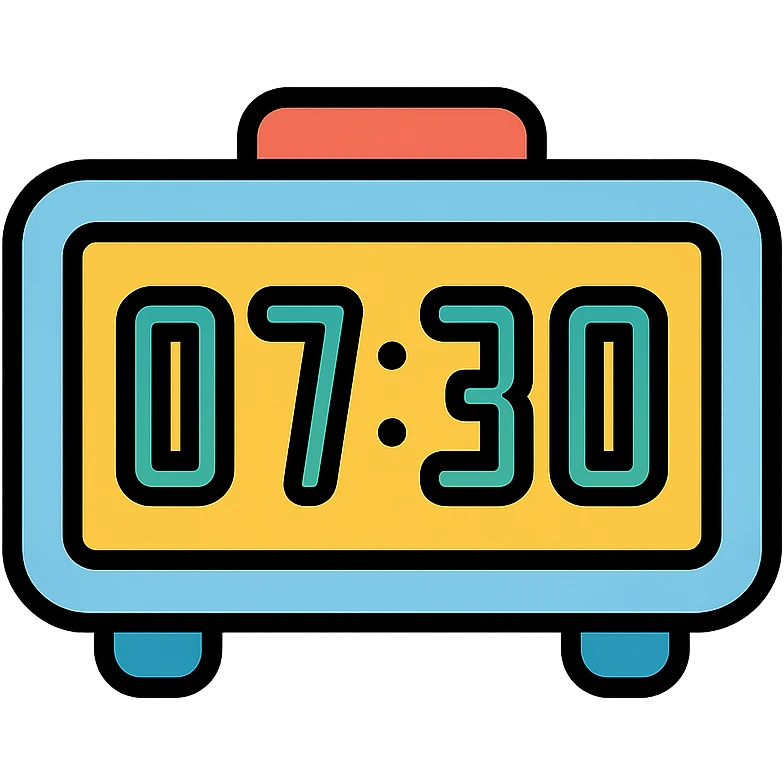 digital alarm clock displaying numbers emoji