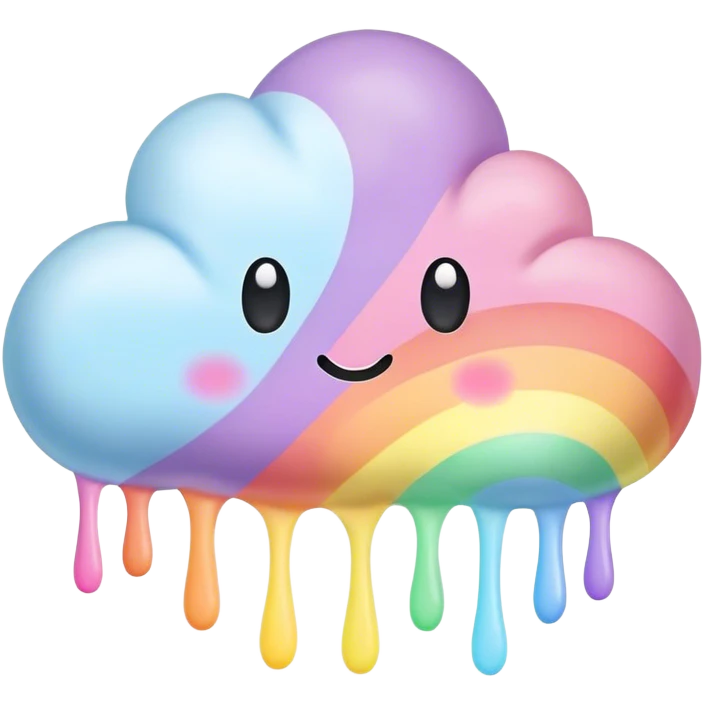 melted pastel rainbow puffy cloud background  emoji