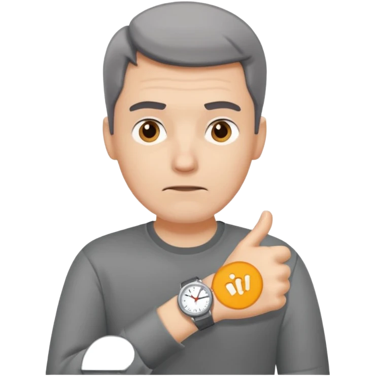 bored man pointing at his watch on his wrist emoji